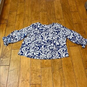 Chico's Blue and White Swirl Knit Top